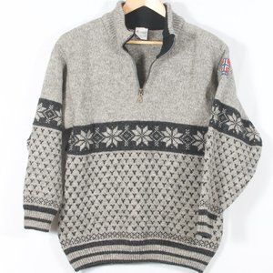 ASA Gjestal Spinneri Women's 1/2-zip Sweater S Gray Norwegian Snowflake Wool